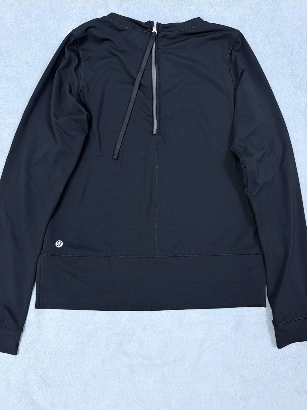 Lululemon Black Long Sleeve Crew Neck Back Zip Running Top - Picture 3 of 9